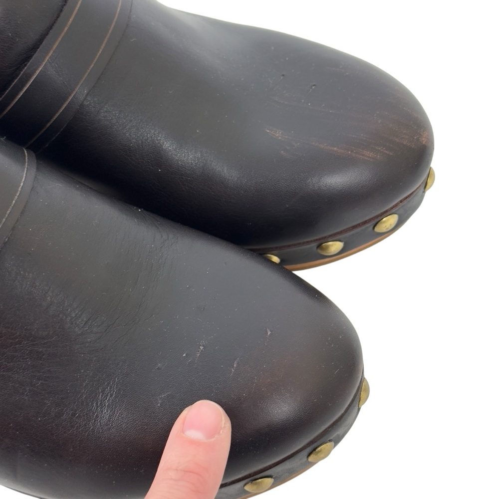 Isabel Marant Tamara Brown Leather Studded Platform Clogs Size 39 Slip on - Picture 13 of 16